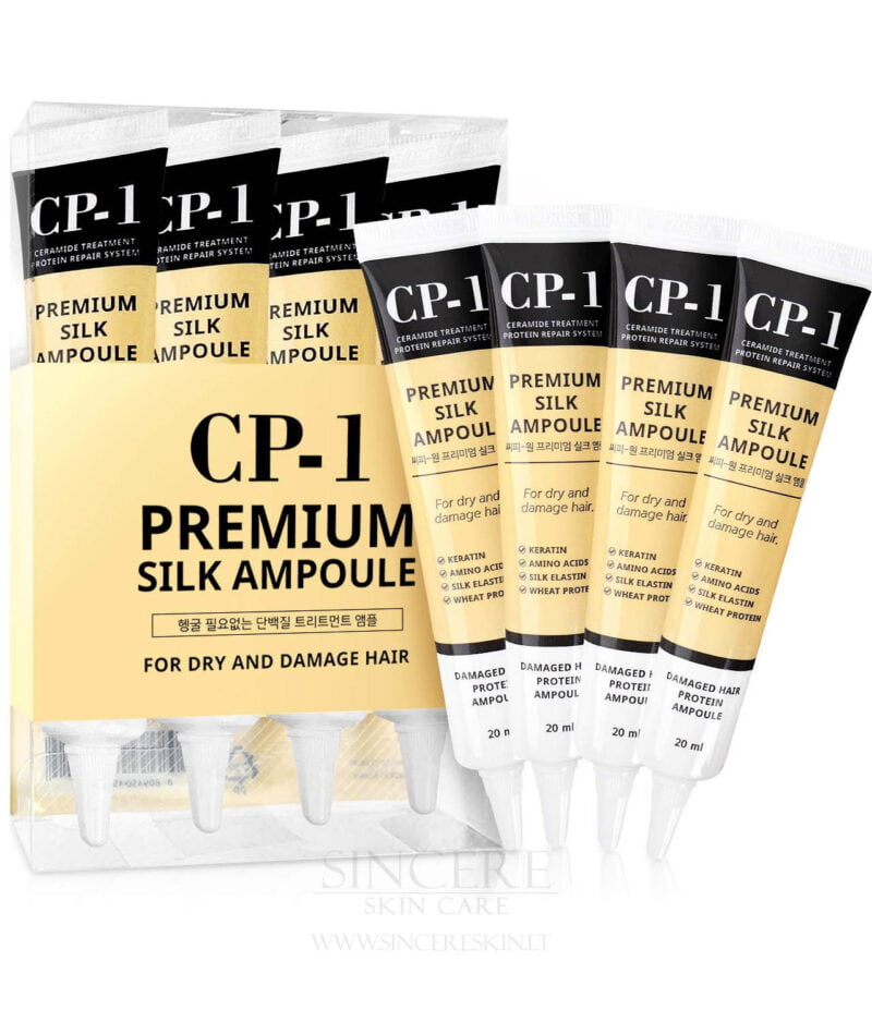 Esthetic House CP-1 SET Hair Serum SILK PROTEINS CP–1 Premium Silk Ampoule – priemonė pažeistiems plaukams kaina korejietiska kosmetika
