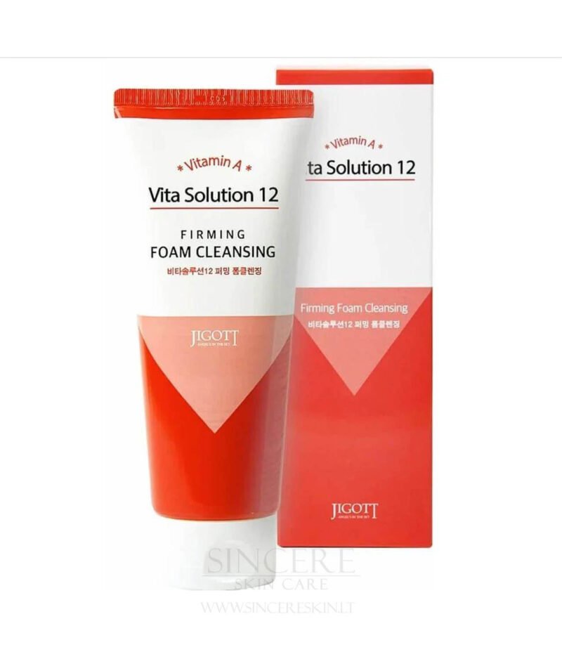 Jigott Vita Solution 12 Firming Foam Cleansing – veido prausiklis su kolagenu kaina korejietiska kosmetika