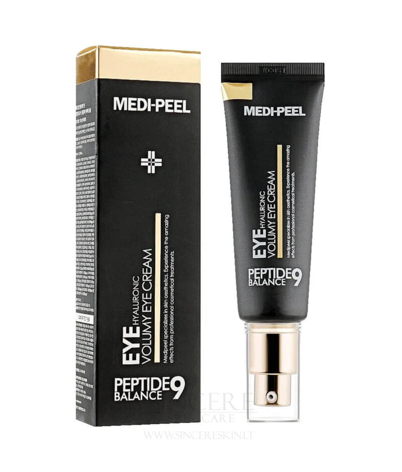 Medi-Peel Peptide 9 Hyaluronic Volumy Eye Cream – jauninantis paakių kremas su peptidais kaina korejietiska kosmetika