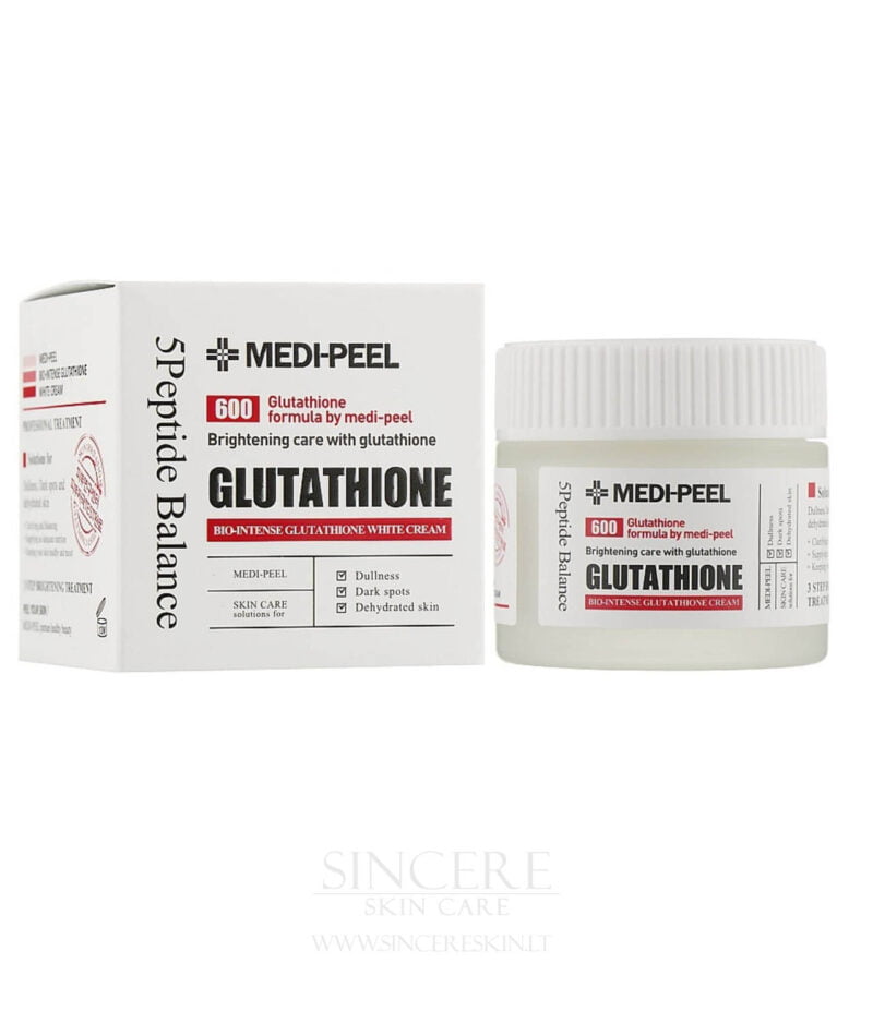 Medi-Peel Bio Intense Glutathione White Cream – veido kremas su glutathionu nuo pigmentacijos kaina korejietiska kosmetika