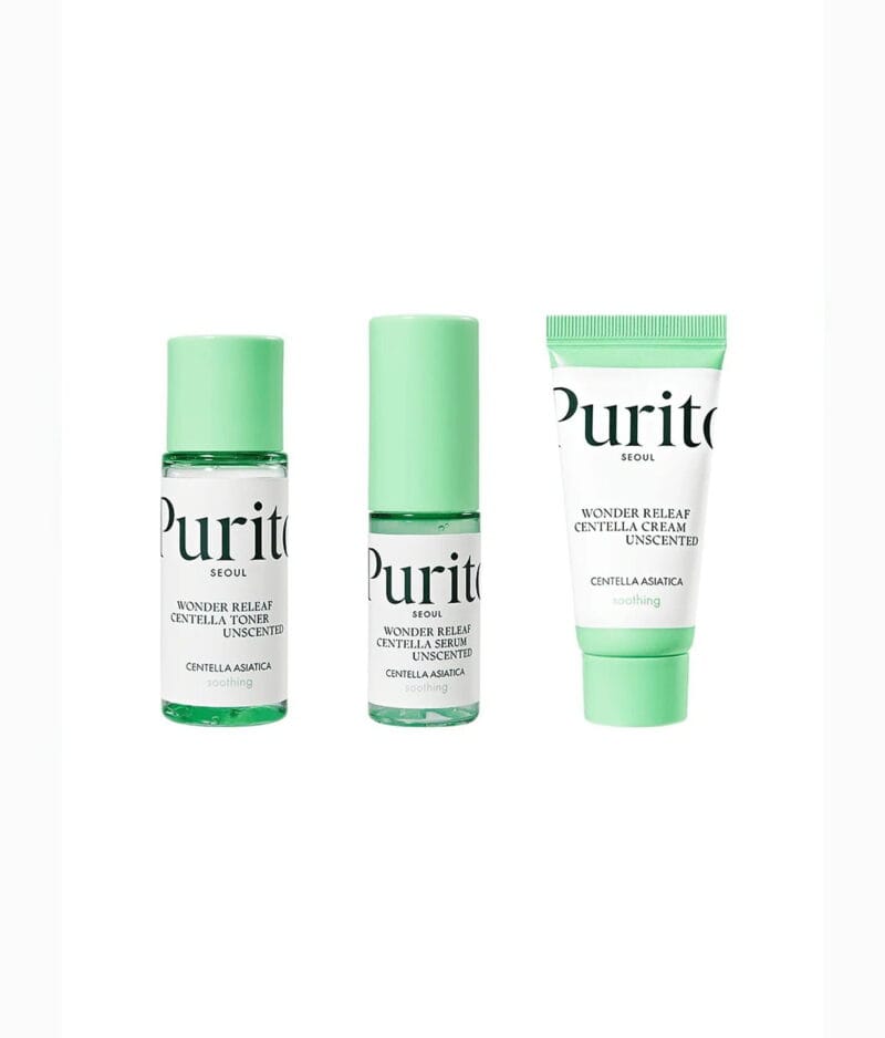 pirkti Purito Seoul Wonder Releaf Centella Mini Kit Unscented – bekvapių raminančių priemonių rinkinys su centele kaina