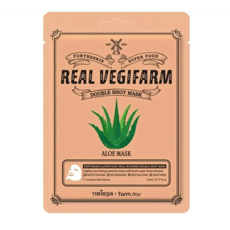 Fortheskin Super Food Real Vegifarm Double Shot Mask Aloe kaina
