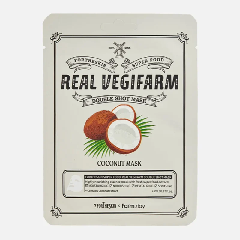 Fortheskin Super Food Real Vegifarm Double Shot Mask Coconut kaina